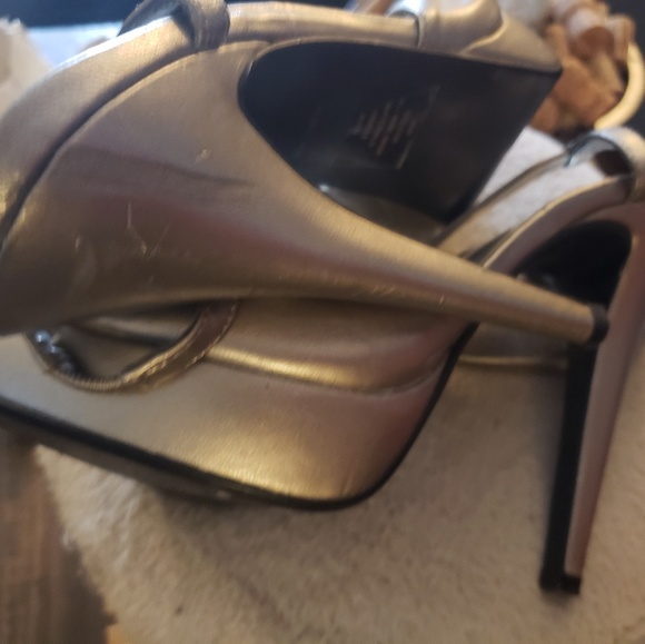 Silver Open Peep Toe High Heels - Picture 5 of 5